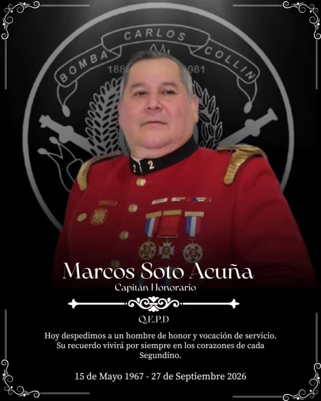 AHORA INFORMAN EL FALLECIMIENTO DEL CAPITÁN HONORARIO DEL CUERPO DE…
